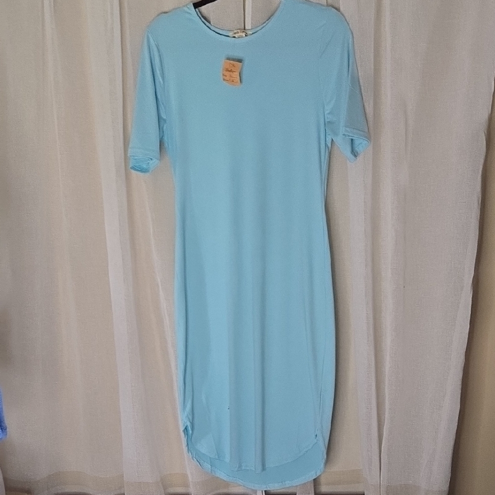 Chic Light Blue Midi Dress